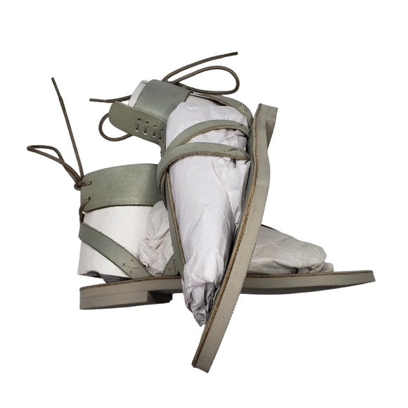 Free People | NIB Sky Gray Bohemian Vacation Day Wrap Thong Sandals Women's 7 - Picture 6 of 14